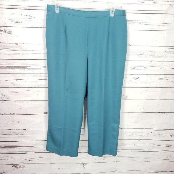 ALFRED DUNNER Woman's Pull On CLASSIC FIT PANTS Size 20 W Peacock Blue‎ Green - Picture 6 of 8